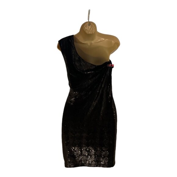 Forever 21, one Shoulder Sequins Blk Mini Dress Size L - Picture 3 of 6
